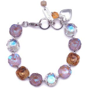 Mariana Butter Pecan Silvertone Bracelet Cushion Cut Twilight Brown Mix 1153 NWT